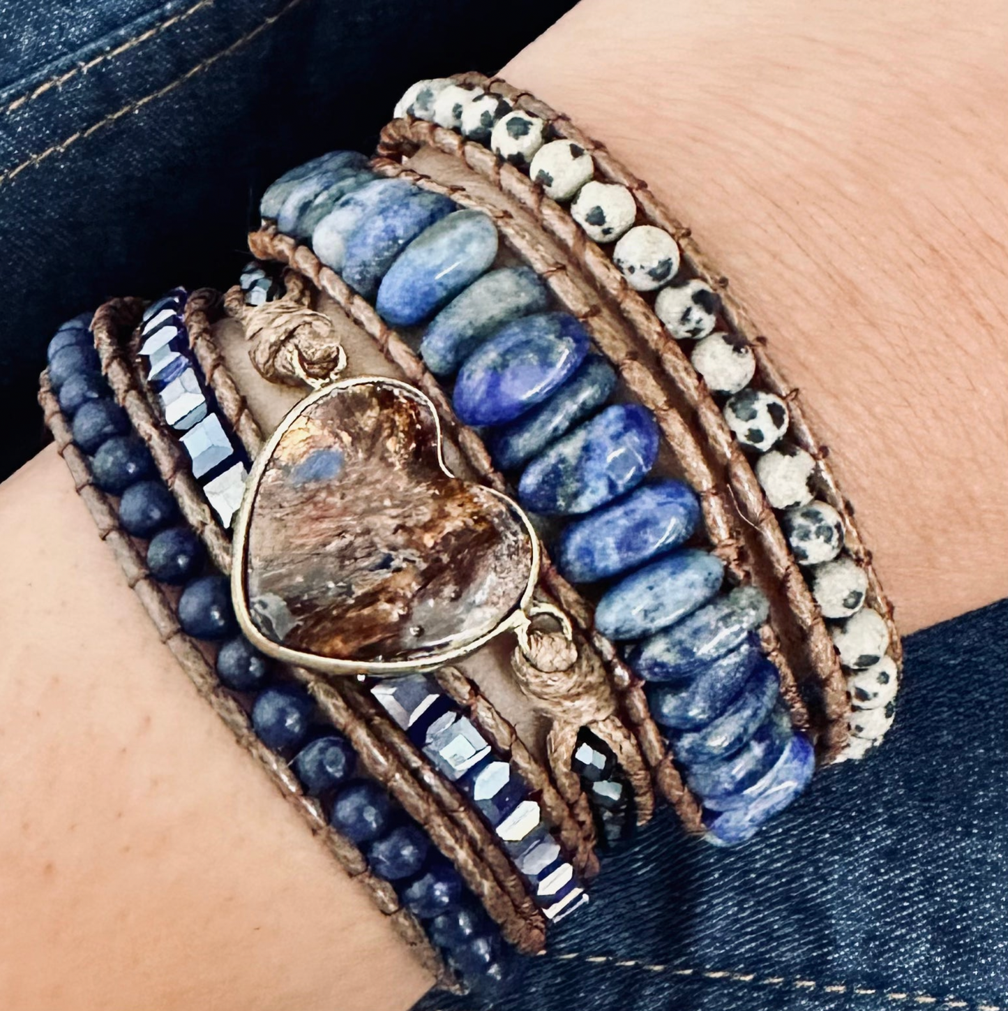 Long Strand Bracelet: The Heart in Denim