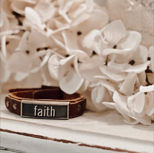 Leather Wristlet: Faith